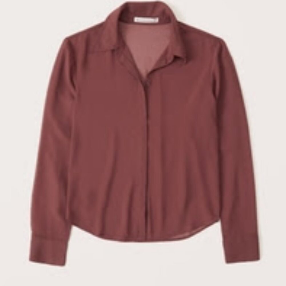 Abercrombie & Fitch Long-Sleeve Sheer Button-Up Shirt